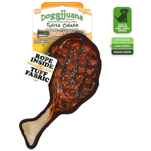 Doggijuana Tuffer Chewer Refillable Tomahawk Steak Toy
