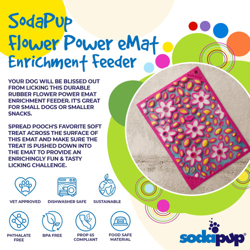 SodaPup Flower Power Design eMat Enrichment Lick Mat
