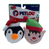 PetLou Christmas EZ Squeaky Twin Pack Ball - Penguin & Elf Dog Toys