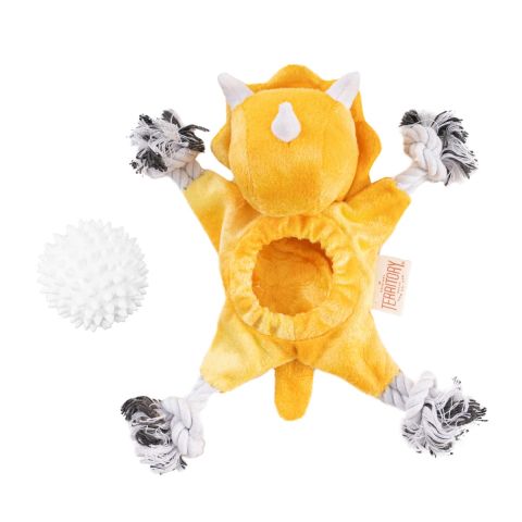Territory Triceratops 2-in-1 Fetch Tug Dog Toy