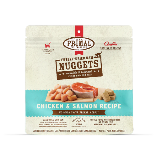 Primal Pet Foods Freeze-Dried Raw Nuggets Cat Food Beef & Salmon Recipe