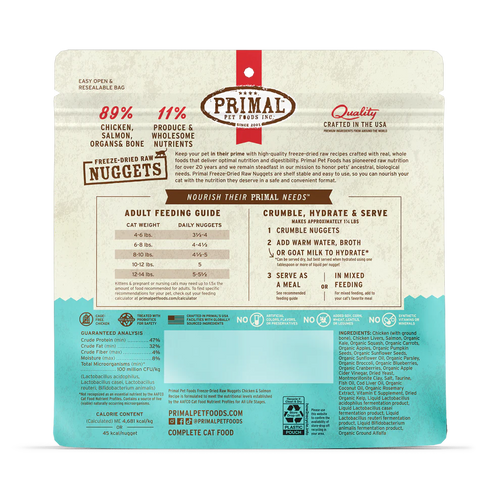 Primal Pet Foods Freeze-Dried Raw Nuggets Cat Food Beef & Salmon Recipe