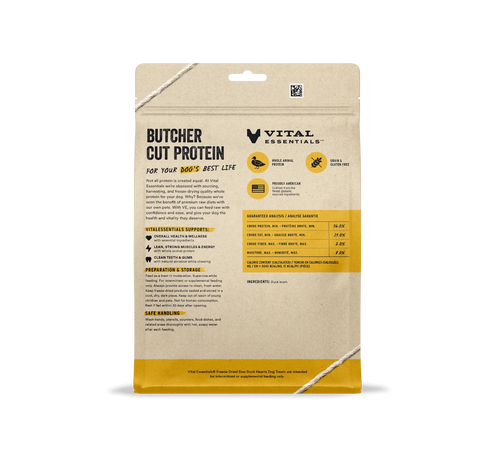 Vital Essentials Freeze-Dried Raw Duck Hearts Dog Treats