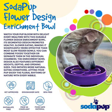 SodaPup Flower Design eBowl Enrichment Slow Feeder Bowl for Dogs
