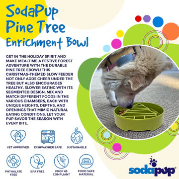 SodaPup Pine Tree Design eBowl Enrichment Slow Feeder Bowl for Dogs