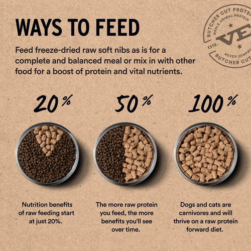 Vital Essentials Freeze-Dried Raw Protein Beef & Chicken Soft Nibs Meal or Mixer Cat Food