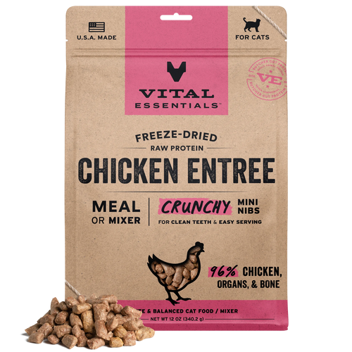 Vital Essentials Freeze-Dried Raw Protein Chicken Crunchy Nibs Cat Food