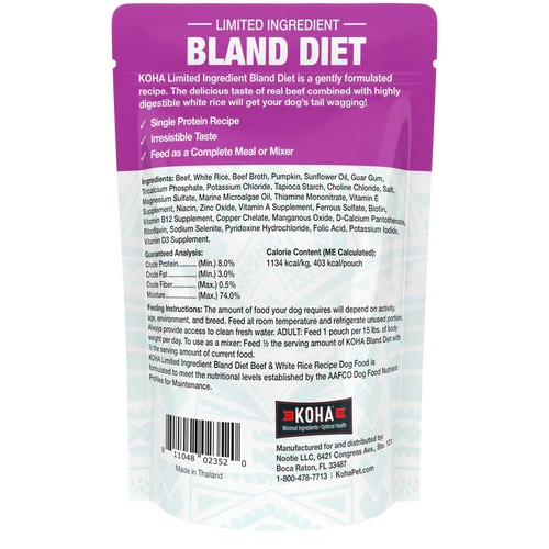 Koha Limited Ingredient Wet Bland Diet Beef & White Rice Recipe for Dogs