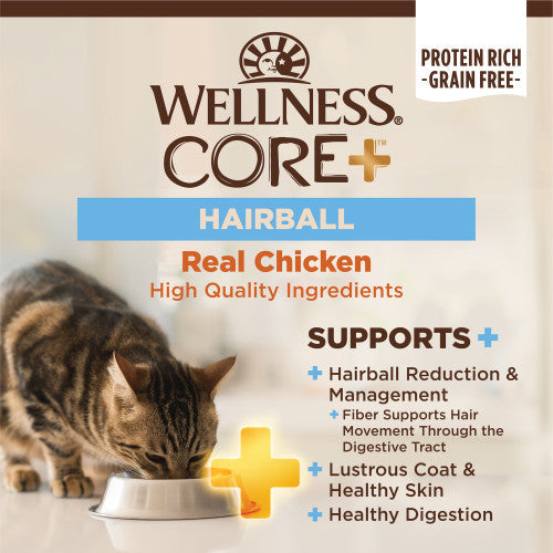 Wellness CORE+ Hairball Chicken & Chicken Meal Dry Cat Food