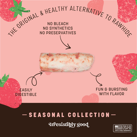 Earth Animal No-Hide® Seasonal Collection Strawberries & Cream Rolls Dog Treats