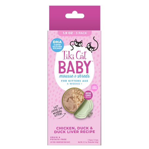 Tiki Cat Tiki Cat® Baby™ Mousse & Shreds Chicken, Duck & Duck Liver Recipe Wet Cat Food