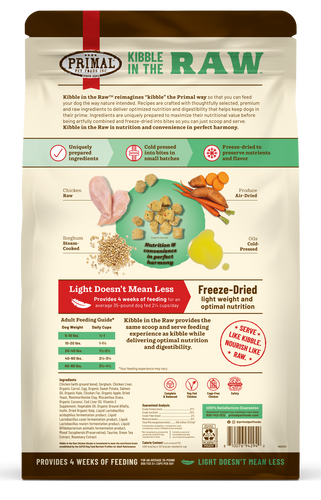 Primal Kibble in the Raw Dog Food Chicken Recipe