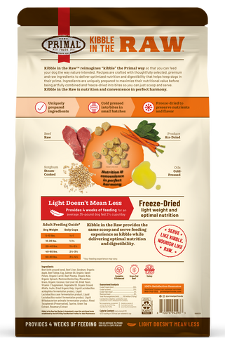 Primal Kibble in the Raw Dog Food Beef Recipe