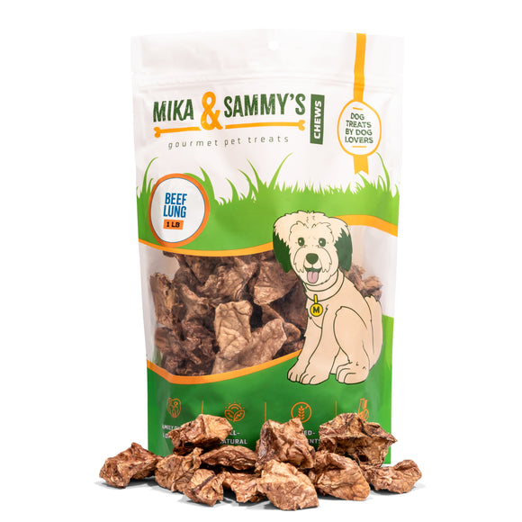 Mika & Sammy's Beef Lung Chunks 1LB Dog Treats