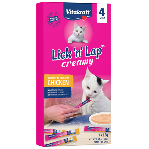 Vitakraft Lick 'n' Lap Snack™ Creamy, Cat Treat with Real Chicken, 4 Count