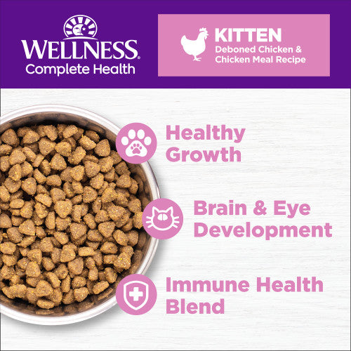 Wellness Complete Health Grained  Kitten Deboned Chicken, Chicken Meal & Rice Dry Cat Food
