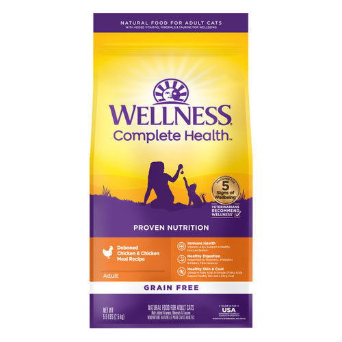 Wellness Complete Health Natural Adult Grain Free Deboned Chicken and Chicken Meal Dry Cat Food