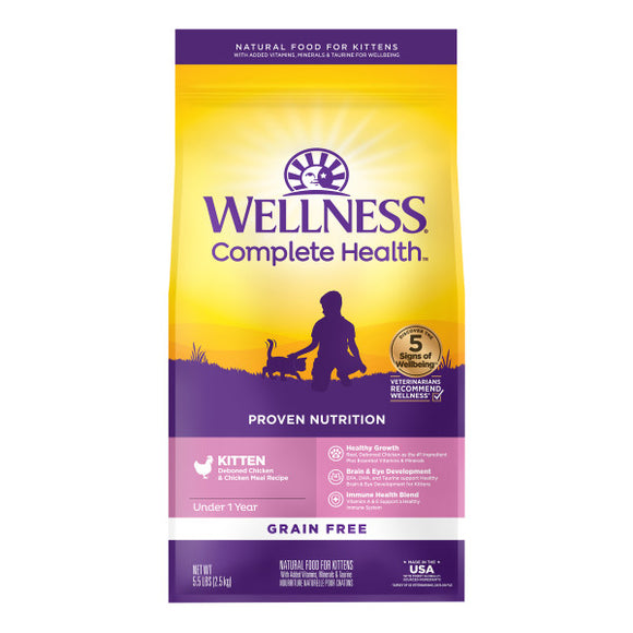 Wellness Complete Health Natural Kitten Grain Free Deboned Chicken and Chicken Meal Dry Cat Food
