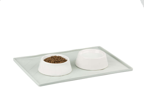 Messy Mutts Silicone Non-Slip Dog Bowl Mat with Raised Edge to Contain the Spills, Medium 20 x 12