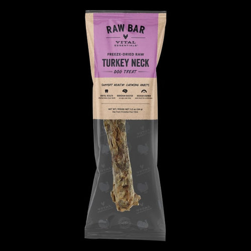 Vital Essentials Freeze-Dried Raw Bar Turkey Necks Single Ingredient Dog Chews