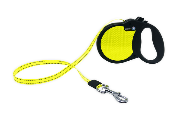 Alcott Reflective Retractable Leashes (Large 16' Long - Neon Yellow/Black)