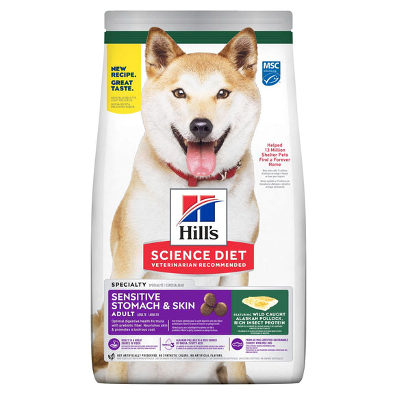 Hill's Science Diet Adult Sensitive Stomach & Skin Pollock Meal & Insect Recipe Dog Food (12 lb)