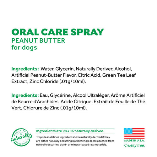 TropiClean Fresh Breath Peanut Butter Oral Care Spray for Pets