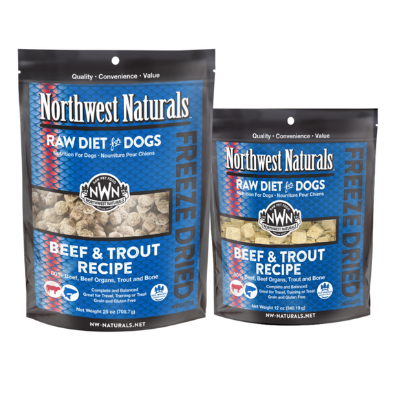 Northwest Naturals Beef & Trout Recipe Freeze Dried Nuggets for Dogs