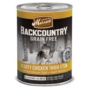 Merrick Backcountry Grain Free Hearty Chicken Thigh Stew Canned Dog Food