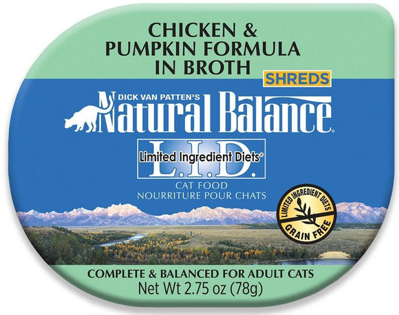 Natural Balance L.I.D. Limited Ingredient Diet Grain Free Chicken & Pumpkin Formula in Broth Adult Cat Food Cups