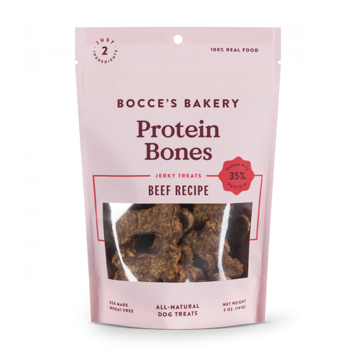 Bocce's Bakery Protein Bones Beef Recipe Jerky Dog Treats