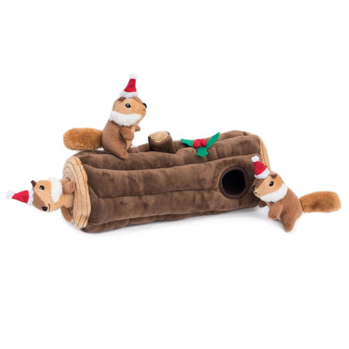 ZippyPaws Holiday Burrow Yule Log Puzzle Dog Toy