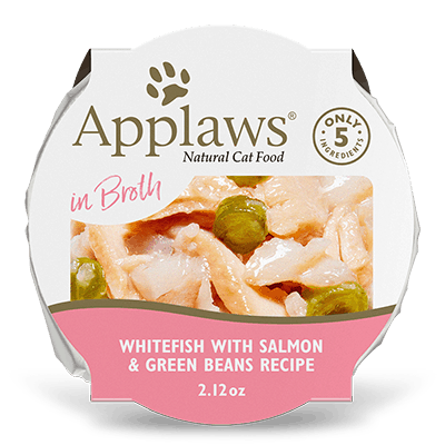 Applaws Natural Wet Cat Food Whitefish with Salmon & Green Beans in Broth Pot