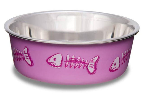 Loving Pets  Bella Bowl Fish Skeleton Design - Pink