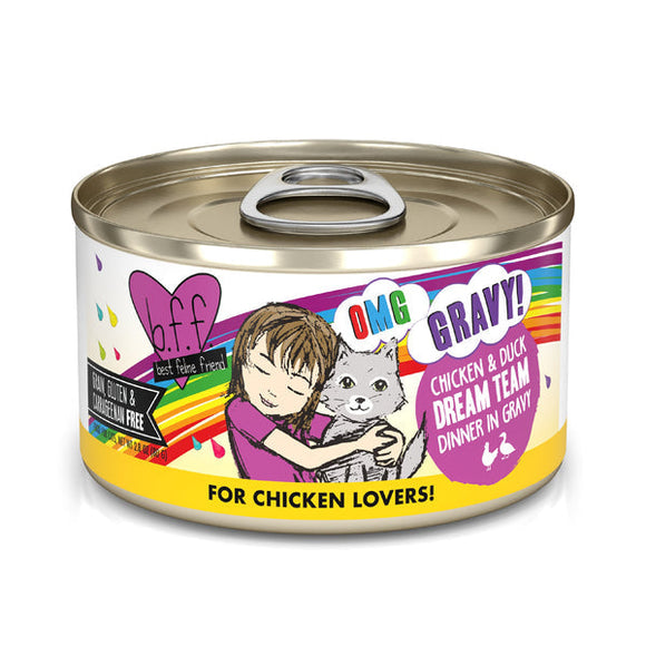 Weruva B.F.F. OMG GRAVY! Chicken & Duck Dream Team Dinner in Gravy Wet Cat Food (5.5 oz - 8pk)