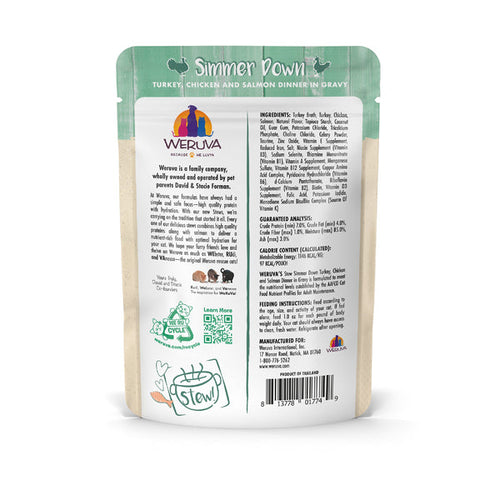 Weruva Cat Stew! Simmer Down Turkey, Chicken & Salmon Dinner in Gravy Cat Food