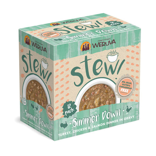 Weruva Cat Stew! Simmer Down Turkey, Chicken & Salmon Dinner in Gravy Cat Food