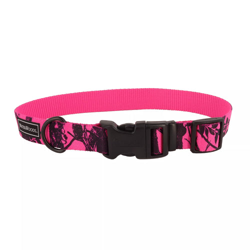 Coastal Pet Products Water & Woods Blaze Adjustable Patterned Dog Collar (Medium - 1 X 14-20, Neon Pink Tree)