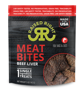 Raised Right Meat Bites Beef Liver Single Ingredient Treats