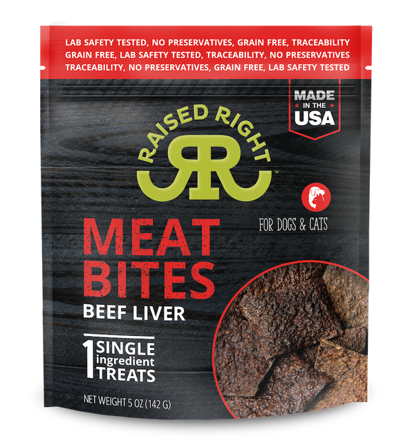 Raised Right Meat Bites Beef Liver Single Ingredient Treats