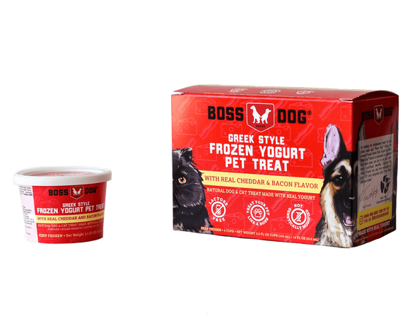 Boss Dog Brand Greek Style Frozen Yogurt Treats Real Cheddar & Bacon Flavor