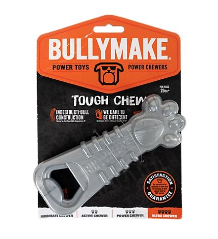 Bullymake Tough Chew Paw Opener Nylon Dog Toy (Silver)