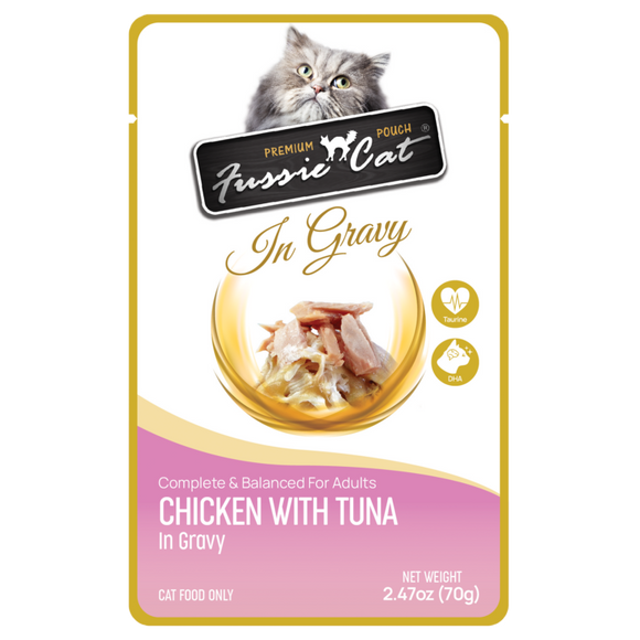Fussie Cat Chicken with Tuna in Gravy Cat Food (2.47 oz (70g) Pouch)
