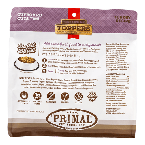 Primal Pet Foods Freeze Dried Raw Topper Cupboard Cuts Turkey (3.5 oz)