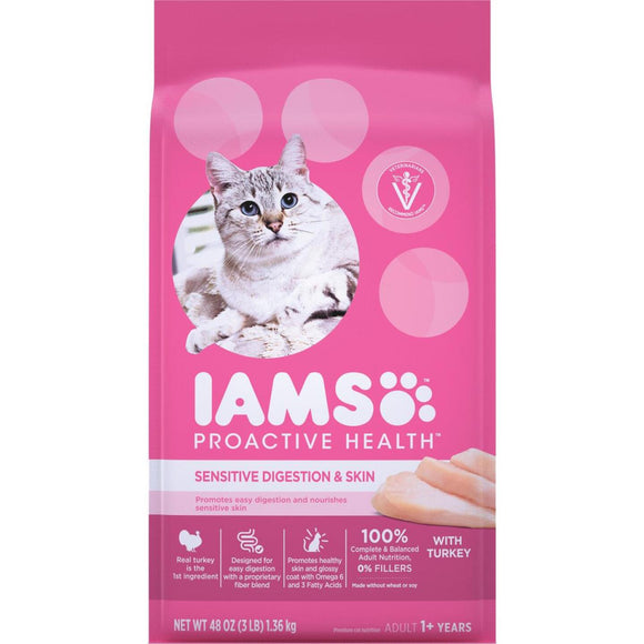 Iams Proactive Health Sensitive Digestion & Skin Formula 3 Lb. Turkey Flavor Adult Cat Food