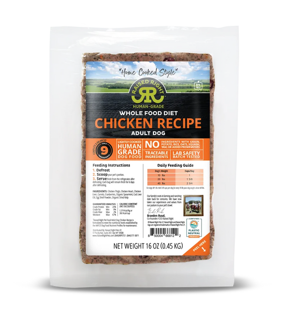 Raised Right Original Chicken Adult Dog Recipe (16 Oz)