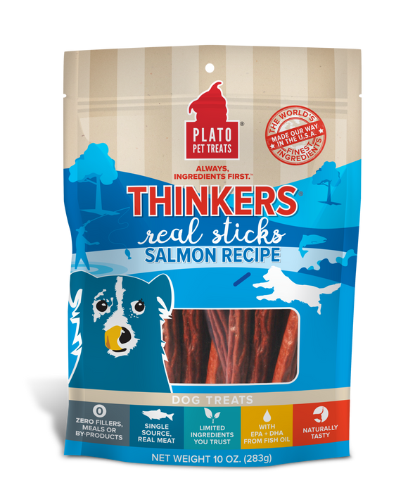 Plato Thinkers Real Sticks Salmon Dog Treats