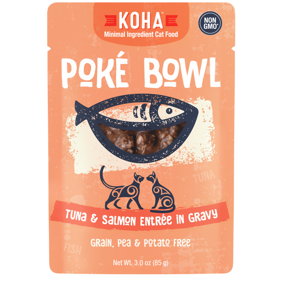 Koha Poké Bowl Tuna & Salmon Entrée in Gravy for Cats