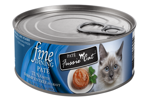 Fussie Cat Fine Dining - Pate - Tuna with Shrimp Entree in gravy Canned Cat Food