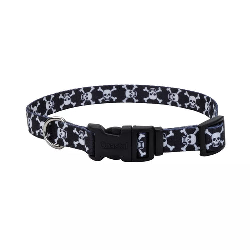 Coastal Pet Products Styles Adjustable Dog Collar Black Skull 1 x 18-26
